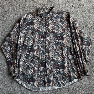 Vintage Greg Norman Geometric Button Down Shirt